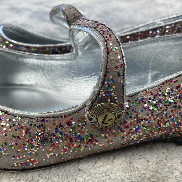 Larroude Carroline Flat Glitter Mary Jane Party Pointed Toe DEFECT Sz 7.5 - Picture 5 of 15